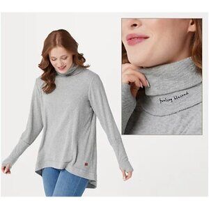 Peace Love World "Feeling Loved" Turtleneck Sweater Tunic, Oatmeal, Size Large